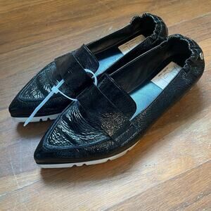 AGL ITALY Micro Pointed Toe Loafers Shoes Flats Patent Leather  EU 36